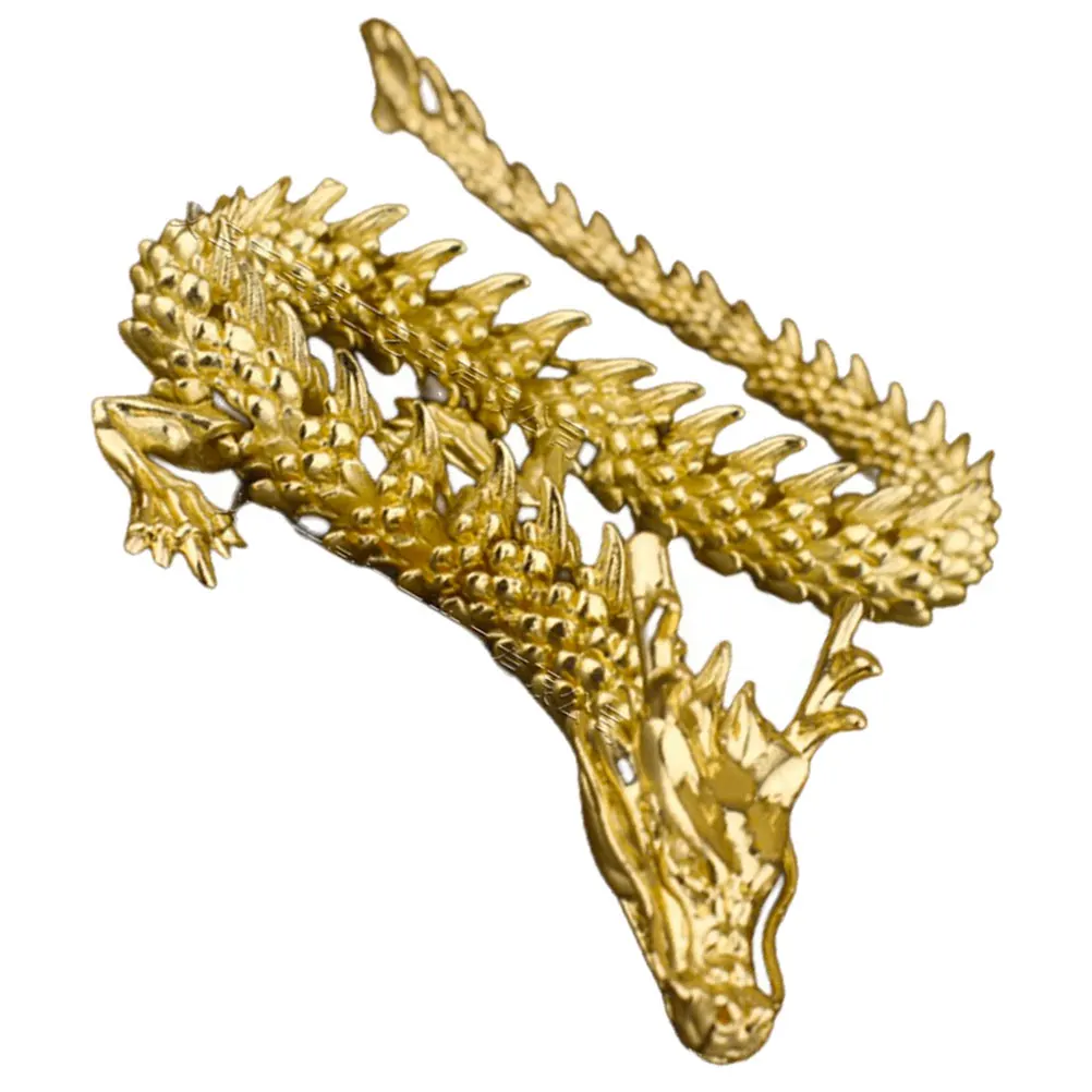 

3D Dragon Figurine 32cm Brass Golden Movable Chinese Decor Statue Desktop Ornament Metal Craft Auspicious Home Office