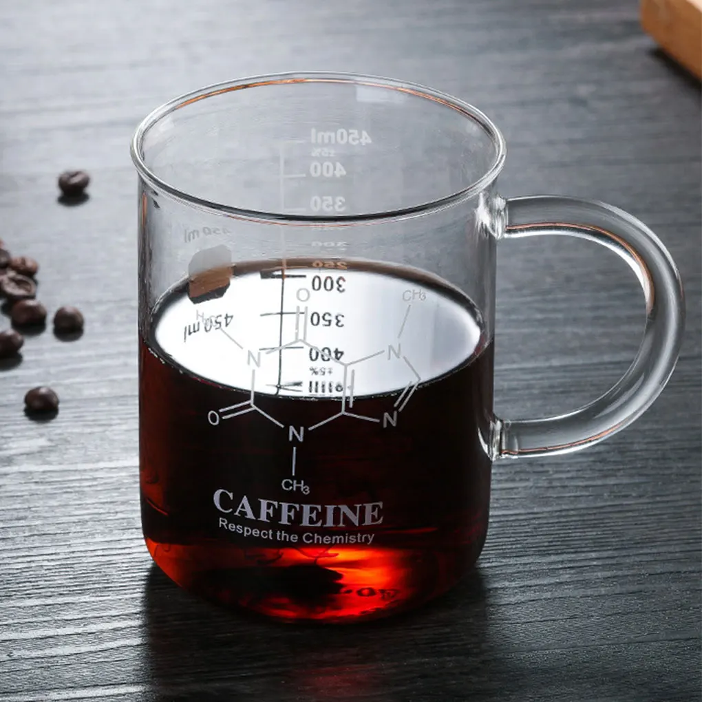 Stylish Caffeine Beaker Mug Durable And Convenient Glass Cup For Easy To Clean Heat-resistant