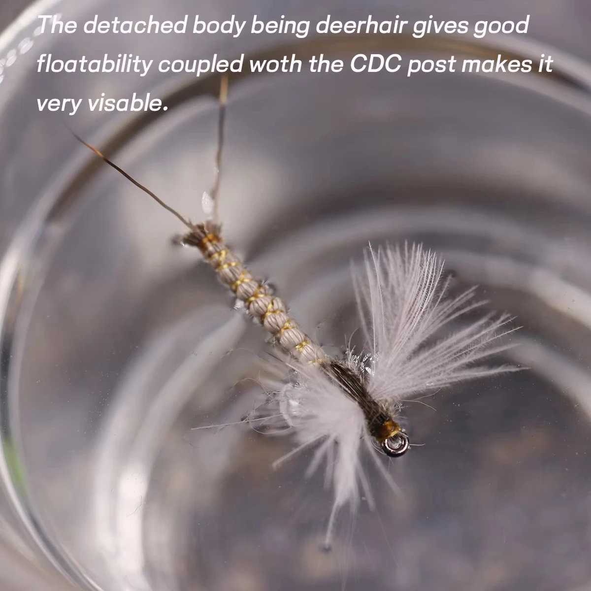 1/3/5 Stück Hirschhaar Eintagsfliege # 10 # 12 # 14 trockene Fliegenfischen-Fliegen, Hirschhaar, Körper, Fliegenbindehaken für Flussforelle, Barsch, Lachs – Detail 8