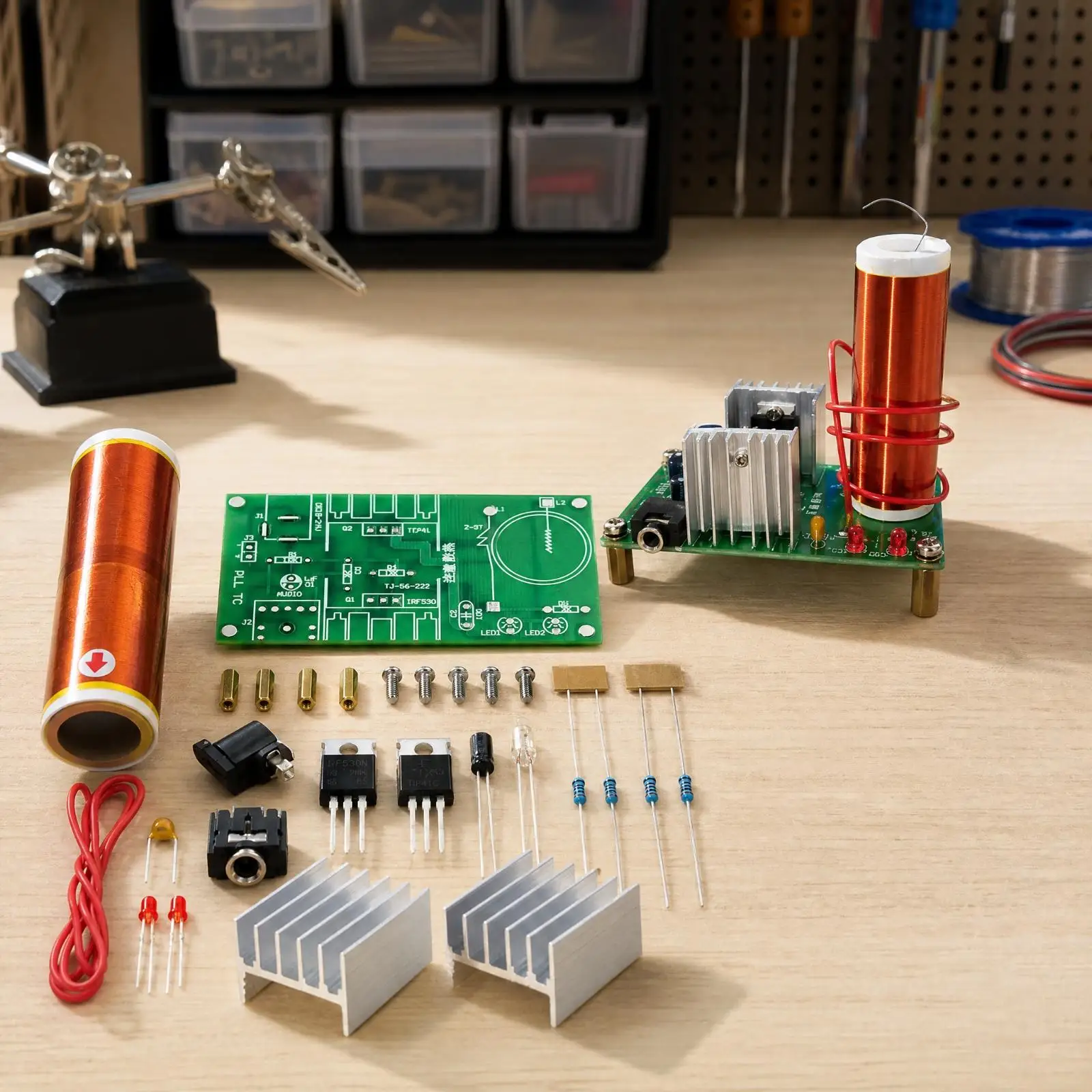 Resonance Coil DIY Kit with Copper Coil DIY for STEM Enthusiasts, Hobbyists, Electrical Experiments, Tabletop Display