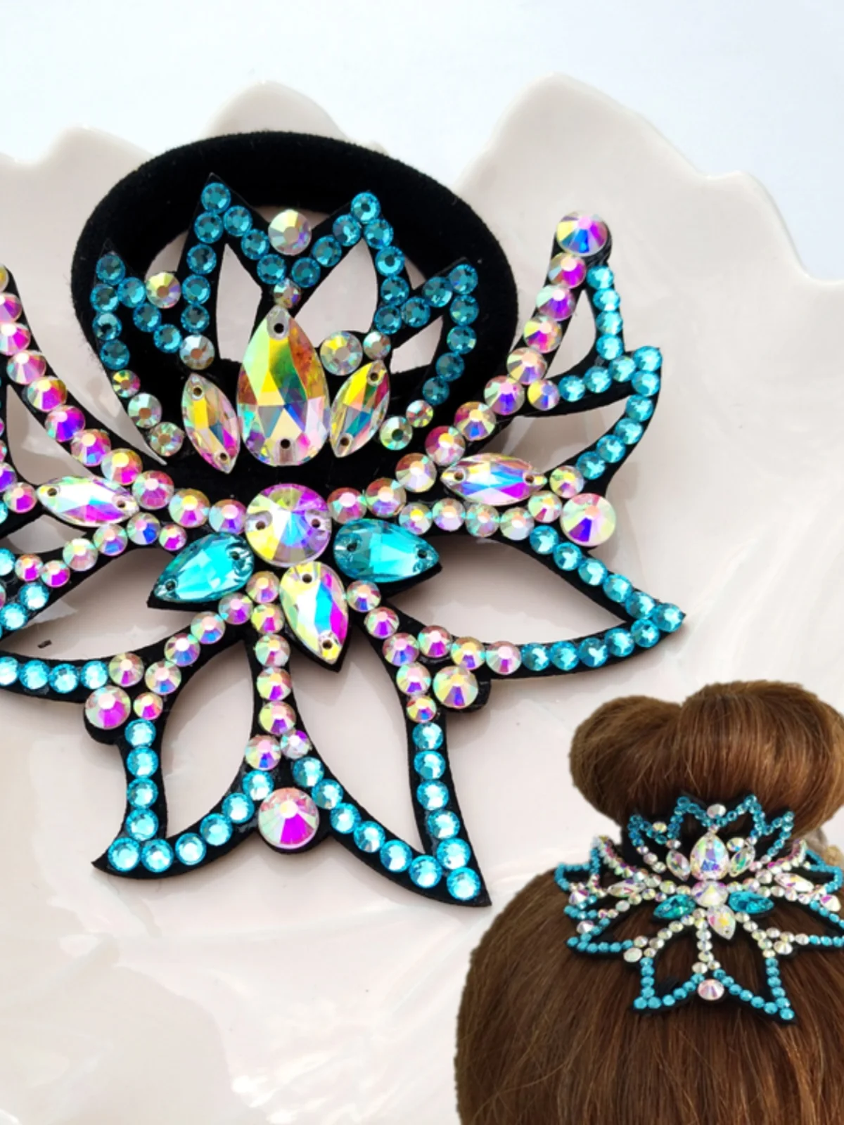 Artistic Gymnastics Ice Skating Crown Bun Headband Children's RG Girls Performance Competition Hair Accessories Hair Ties