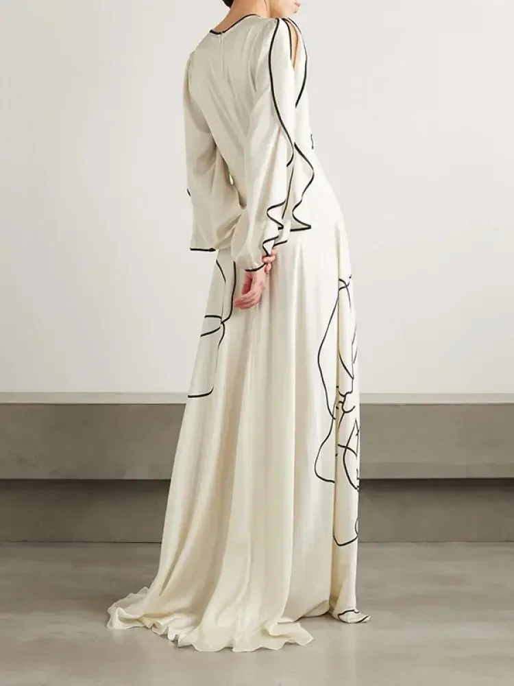 UOOZEE Elegant Party Evening Dresses 2025 Women Summer Fashion Flower Printed Ruffled Sleeves Falbala Wedding Banquet Dress