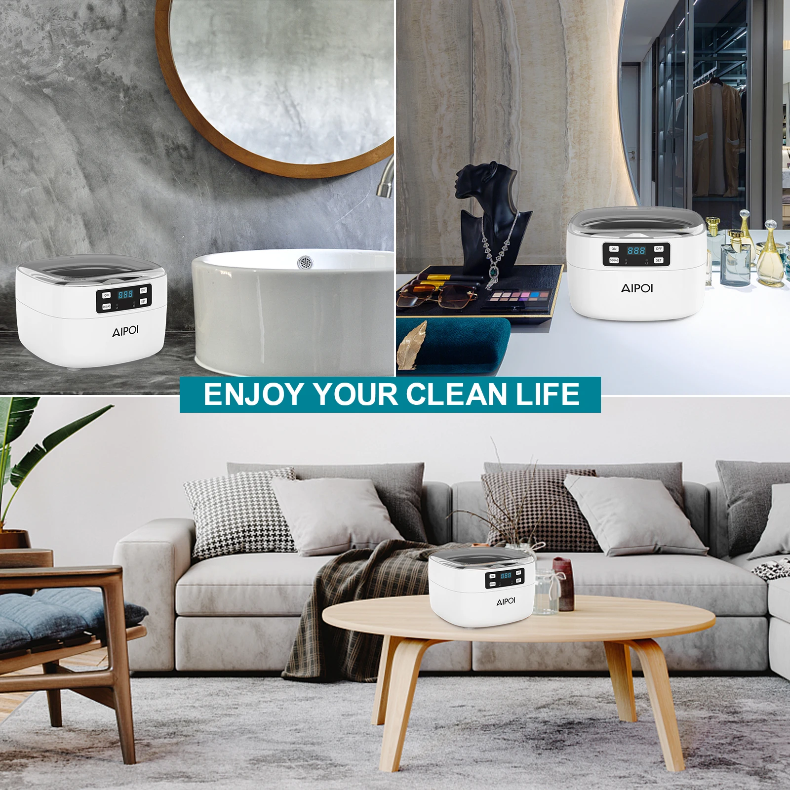 AIPOI 750 ml Ultrasonic Cleaner Jewelry Watch Glasses Ring Ultrasound Cleaning MachineBath Machine Home Appliances