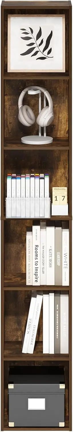 6-Tier Open Shelf Bookcase, Amber Pine