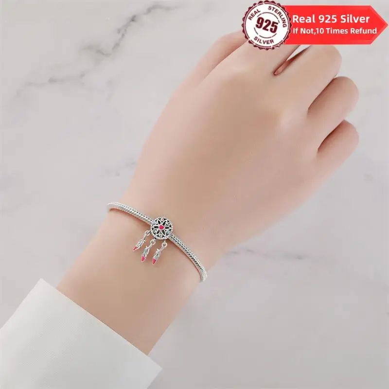 925 Sterling Silver Tree Of Life Unlimited Symbol Charm Sparkling Zircon Dreamcatcher Transparent Bead Fit Original Bracelet