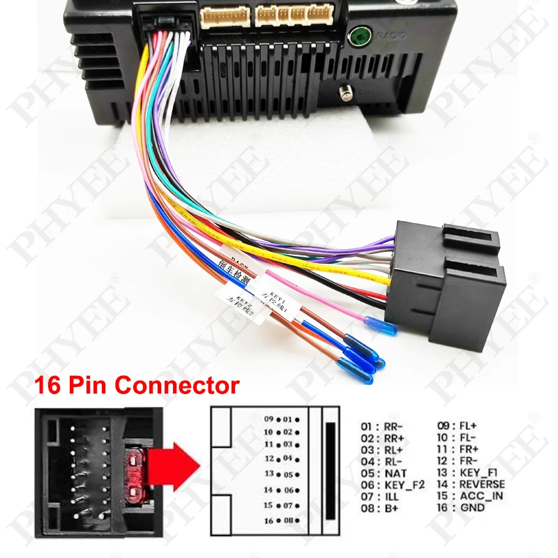 16 Pin to ISO Cable Adapter 16P Male Plug ISO Connector Wiring Harness Universal Accessories For Car Radio Android Head Unit