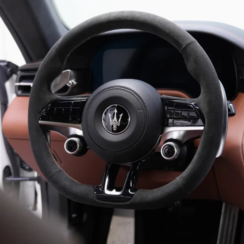 

for Maserati Ghibli GT Granturismo Quattroporte Levante Mc20 Alfieri Grancabrio Hand Stitched suede car Steering Wheel Cover