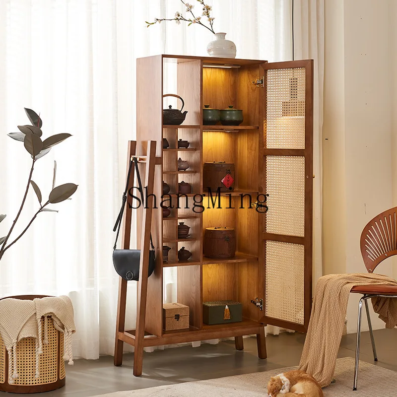 

FG tea room rattan solid wood furniture Bogu frame tea cup tea set storage Duobao Pavilion display cabinet