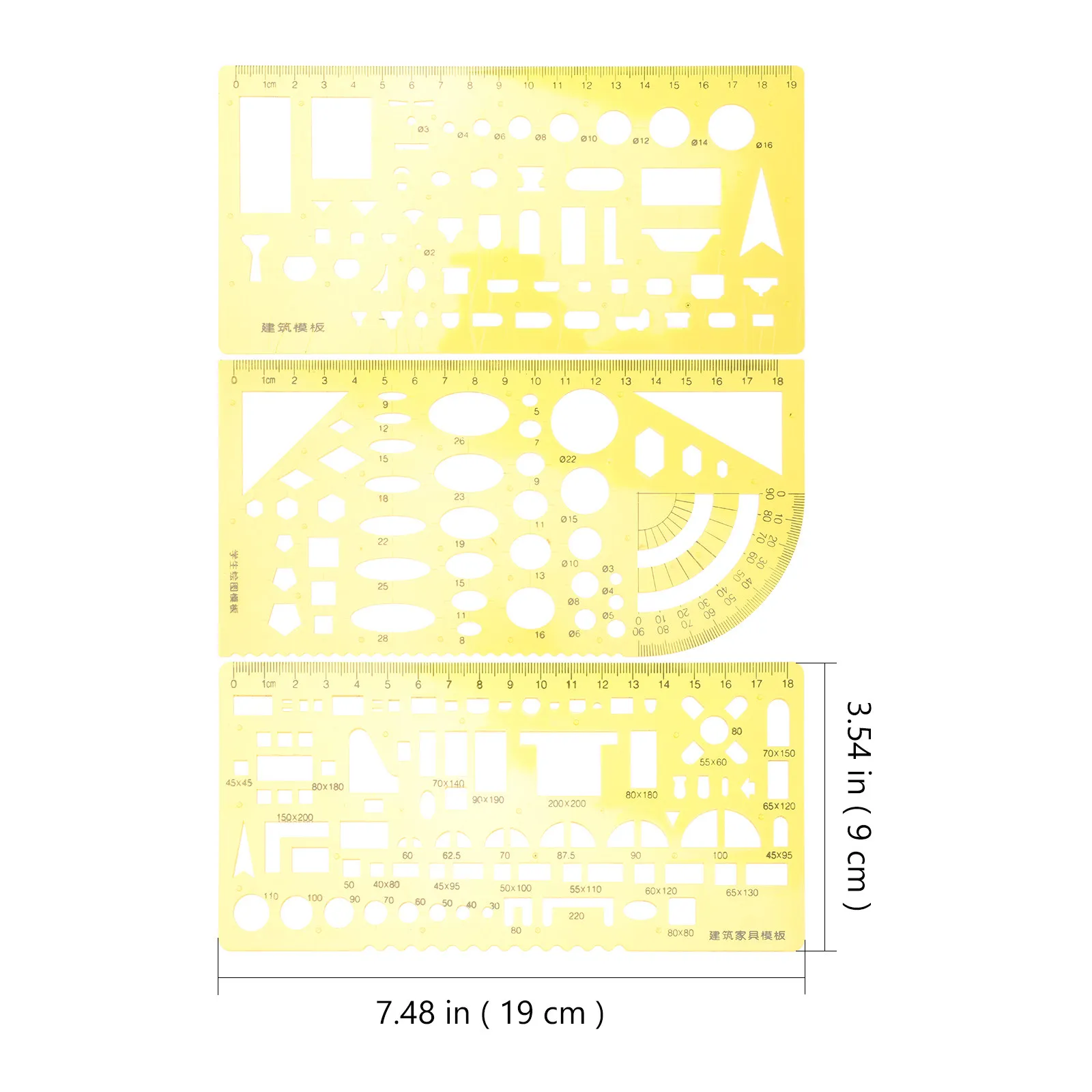 Premium Plastic Drafting Ruler Set with Smooth Edge Geometric Stencils for Architecture and Drawing