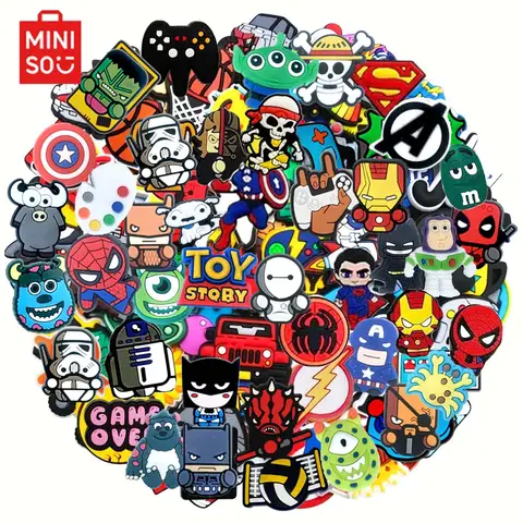 MINISO 무작위 15/30/50Pcs 뜨거운 장난감 마블 시리즈 악어 샌들, PVC 신발 장식 액세서리 크리스마스 선물에 대 한 구두 매력