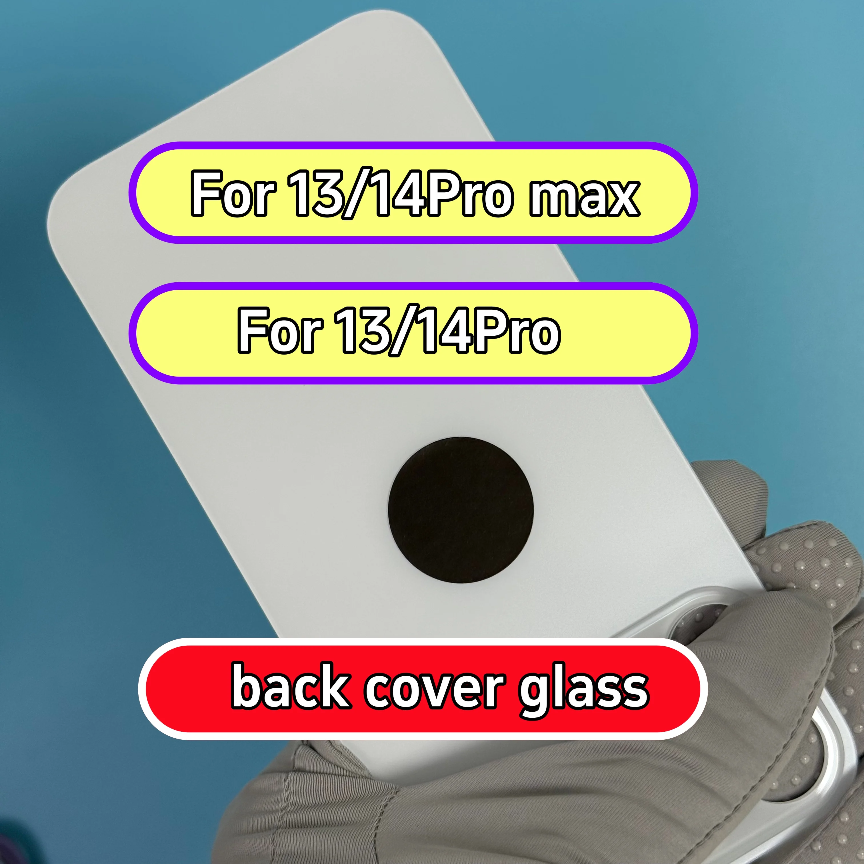 Image of 1 Stück großes Loch-Rückglas in Volltonfarbe, geeignet für iPhone 13 14 Pro Max, Rückseiten-Glasreparatur, gehärtetes Glas für die Rückseite