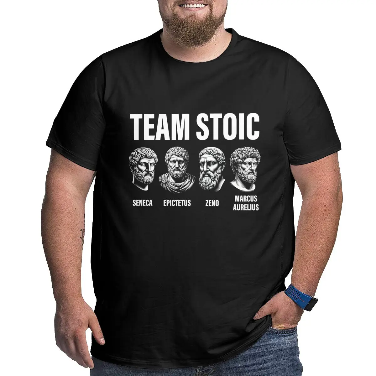 

Team Stoic Philosopher Marcus Aurelius Epictetus Seneca Zeno printed Clothing mens graphic tshirts Big Tall plus size T-Shirt