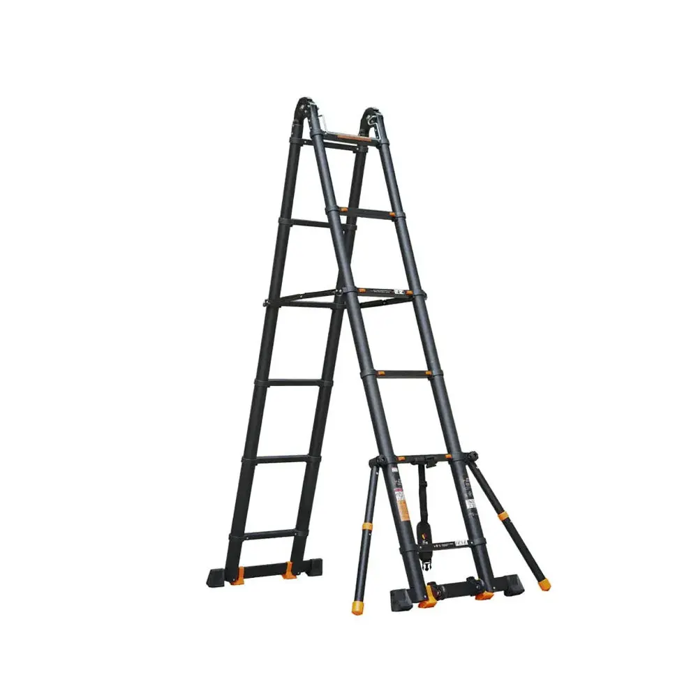 3.7m/4.1m multifunctional folding telescopic step aluminum  ladder,Deformable straight ladder, anti-tilt on the side