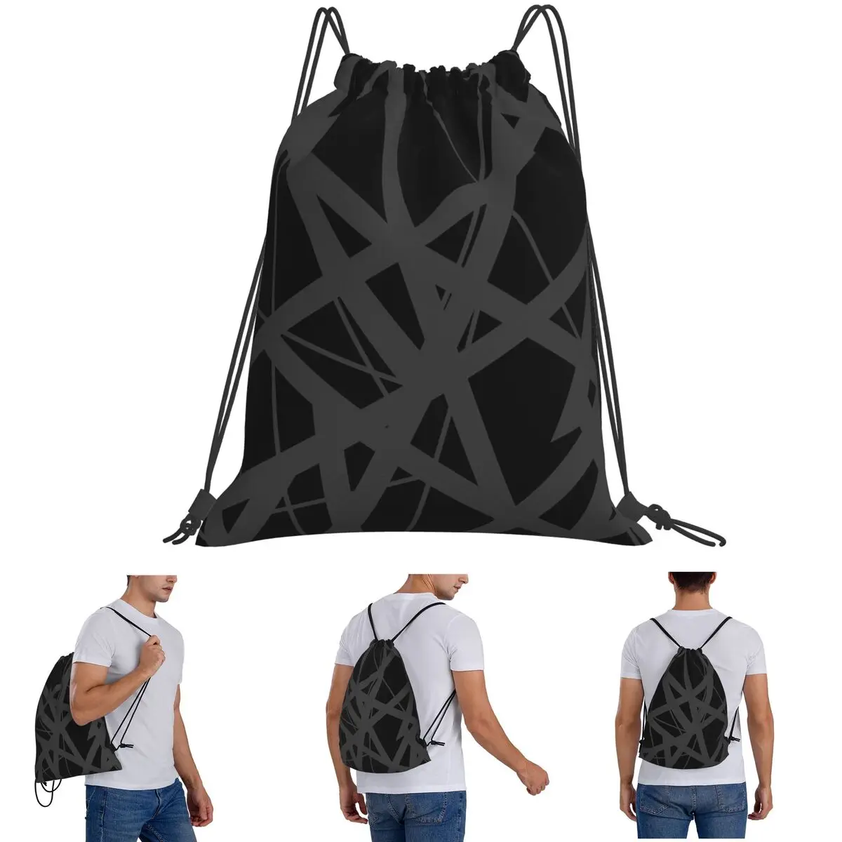 EVH Authentic Stripes Design Backpacks Casual Drawstring Bags Sundries Bag Book Bags for Travel Students