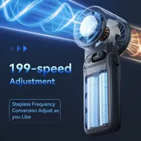 Ventilateur de refroidissement portable à main 199Gear, vitesse du vent puissante, affichage numérique LED 135 ° Ventilateur portable pliable 3-en-1 Tubro 8000mAh F5PRO 6
