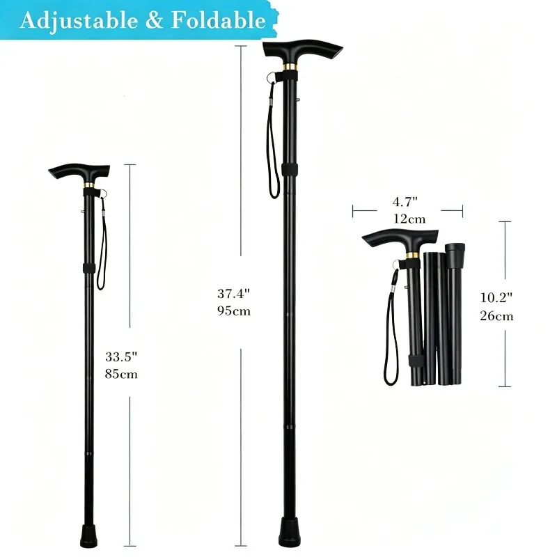 Hiking Pole 4 Section Telescopic Aluminum Alloy Walking Stick Anti Shock Collapsible Adjustable Folding Travel Camping Outdoor