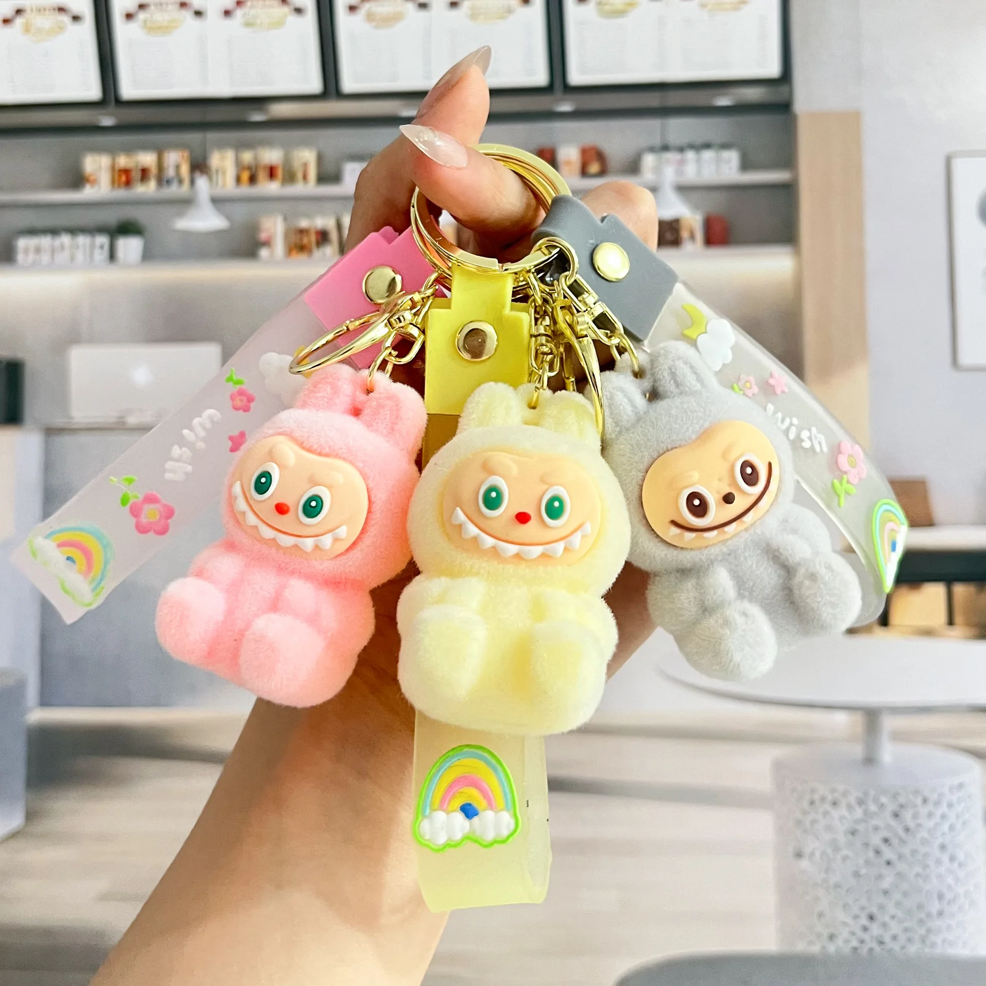 

Labubu Keychain Pendant Accessories Car Pendant creative Diy resin bag accessories desktop ornaments Gift