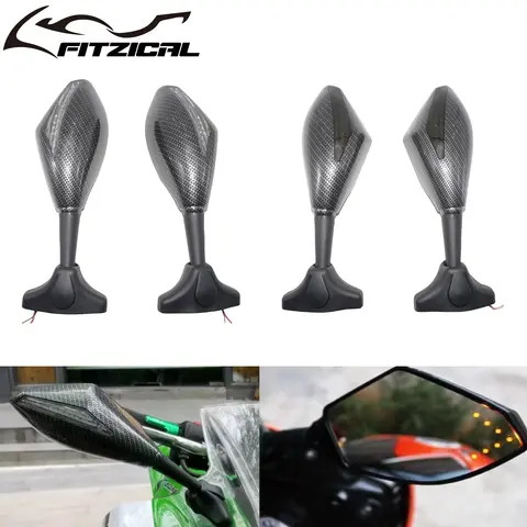오토바이 백미러 LED 방향 지시등, 탄소 섬유, 스즈키 GSXR125 GSXR150, 가와사키 닌자 400 650 ER6F 500R 용