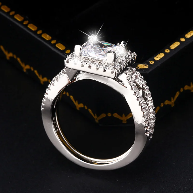 925 Silver High Quality Jewelry Attending Wedding Events Party Diamond Ring For Women Luxury Fashion Zircon Ring