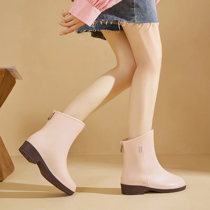 Bottes en caoutchouc de rinçage pour femmes, chaussures de pluie imperméables, bottes de pluie non aldes, chaussures de cuisine résistantes à l'huile, galoches, travail de jardin, pêche