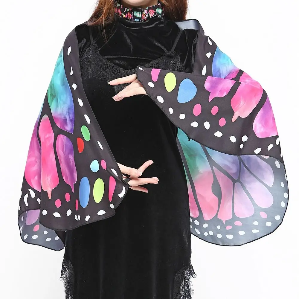 Women\'s Butterfly Wings Polyester Butterfly Cape for Stage Dress-up Shawl Cloak Fancy Dress Costume Cosplay Accessory Rave Dress