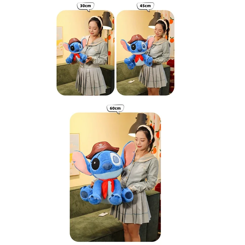30/60cm 해적 릴로와 스티치 디즈니 봉제 인형 만화 애니메이션 봉제 인형 귀여운 부드러운 스티치 인형 어린이 생일 선물 크리스마스
