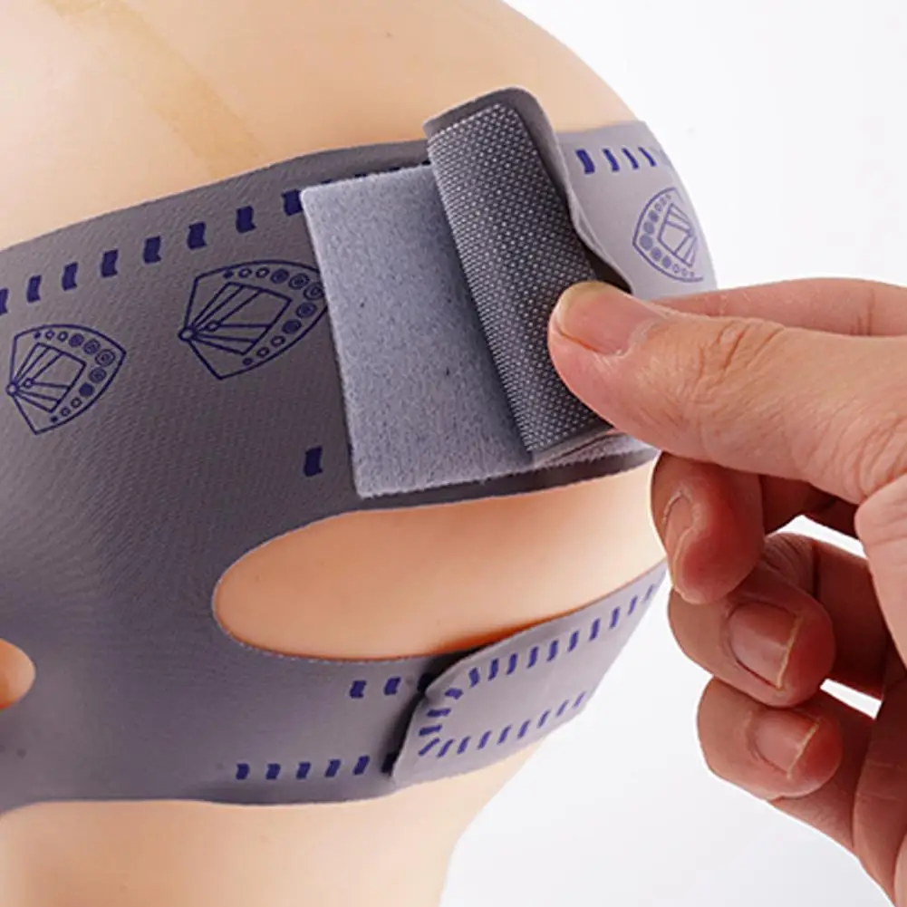 ﻿   Sangle faciale grise réutilisable, masque ligne en V, réducteur de Double menton, Patch mentonnière, ceinture en forme de V, masque facial en forme de V pour l'affaissement