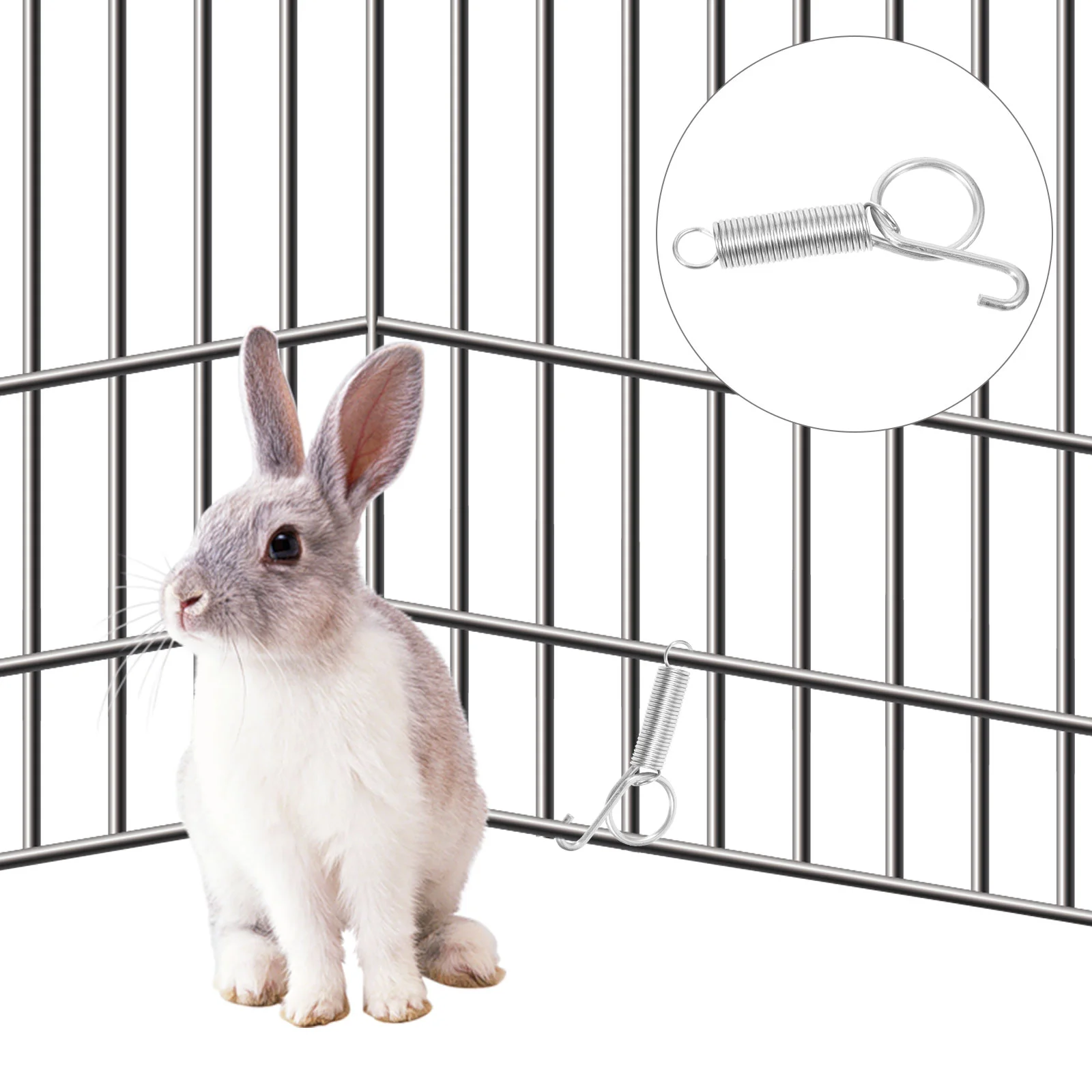 10 PCS Rabbit Cage Door Spring Hook Hooks Fixed Hanger Utensil Pet Accessory Stainless Steel Feeder Parrot