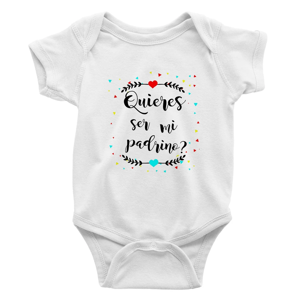 2024 Coming Soon Newborn Quires ser mi Padrino Baby Clothes Fashion Fine Gift Announcement Romper Summer Baby Boys Girls Body