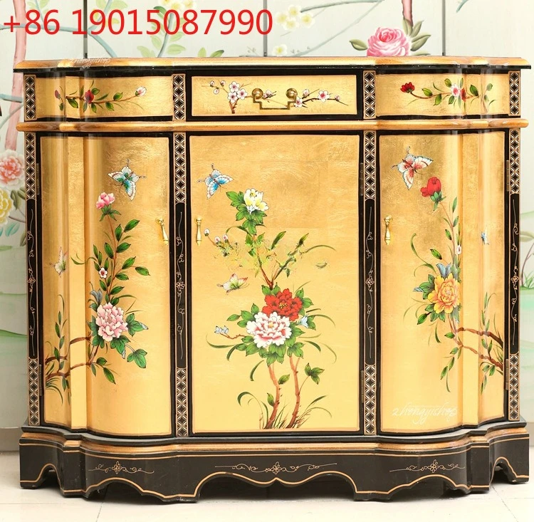 Gold foil furniture hand-painted porch cabinet side cabinet decorative storage