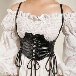 Nova moda punk cinto de cintura larga couro do plutônio espartilho para mulheres cinto de emagrecimento cinto de corset feminino rendas-up acessórios de vestuário