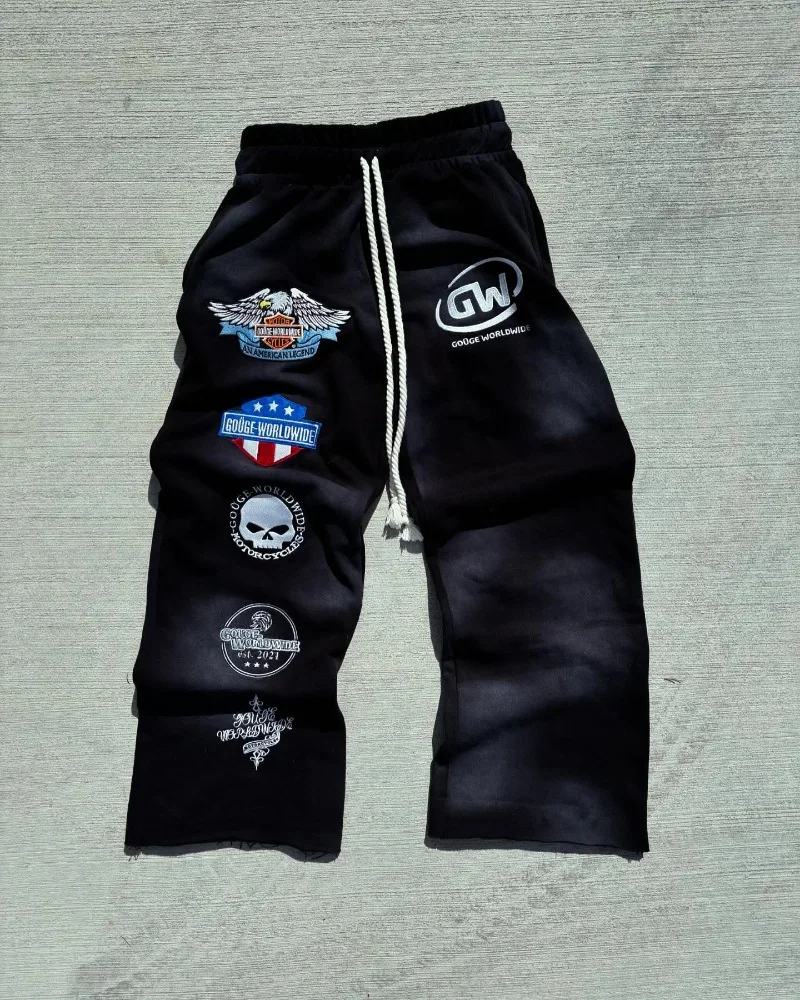 하이 스트리트 Y2K 만화 해골 패턴 미국 패션 남성 캐주얼 스웨트셔츠 락 힙합 하라주쿠 레트로 다용도 세트