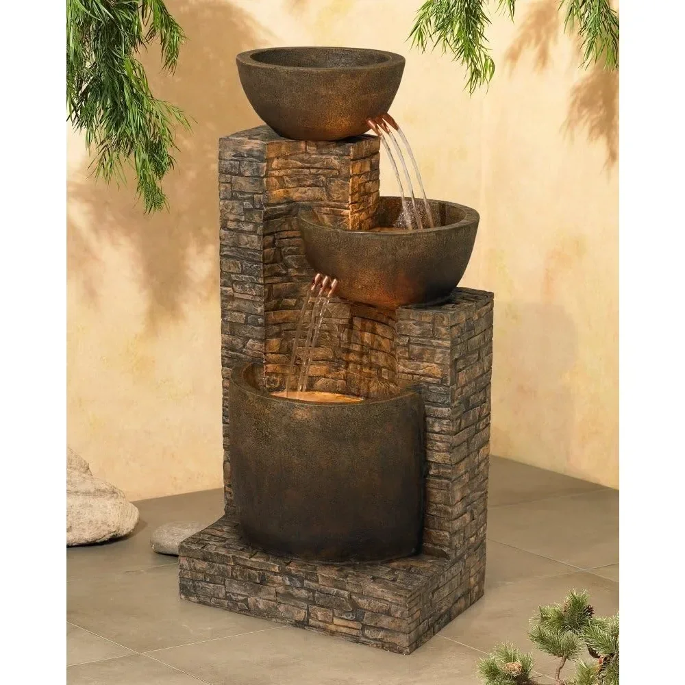 Mason Rustic Outdoor Floor Water Fountain 35