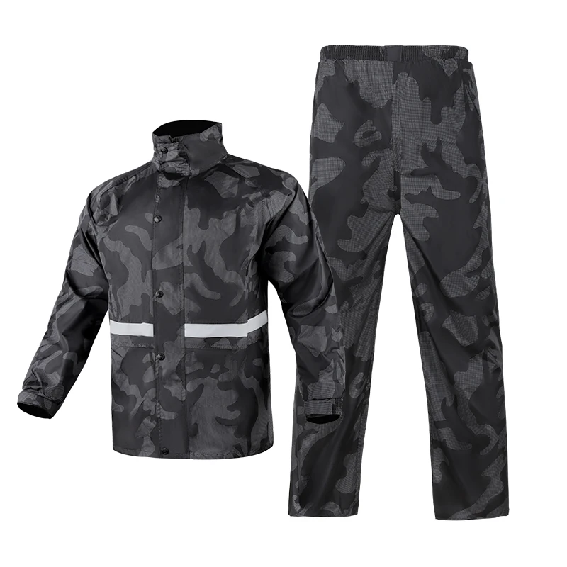 

High Quality Camo Raincoat Rain Pants Set Waterproof Breathable Night Reflective Motorcycle Bicycle Outdoor Raincoat 2 Piece Set