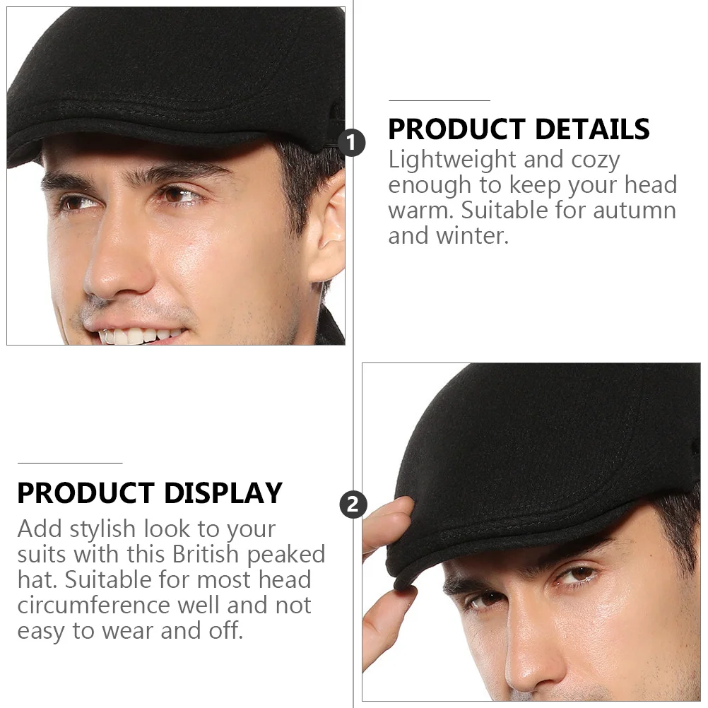 

1pc British Style Men Beret Cap Lightweight Warm Vintage Peaked Newsboy Hat For Autumn Winter Outdoor Casual Wear Beret Hat