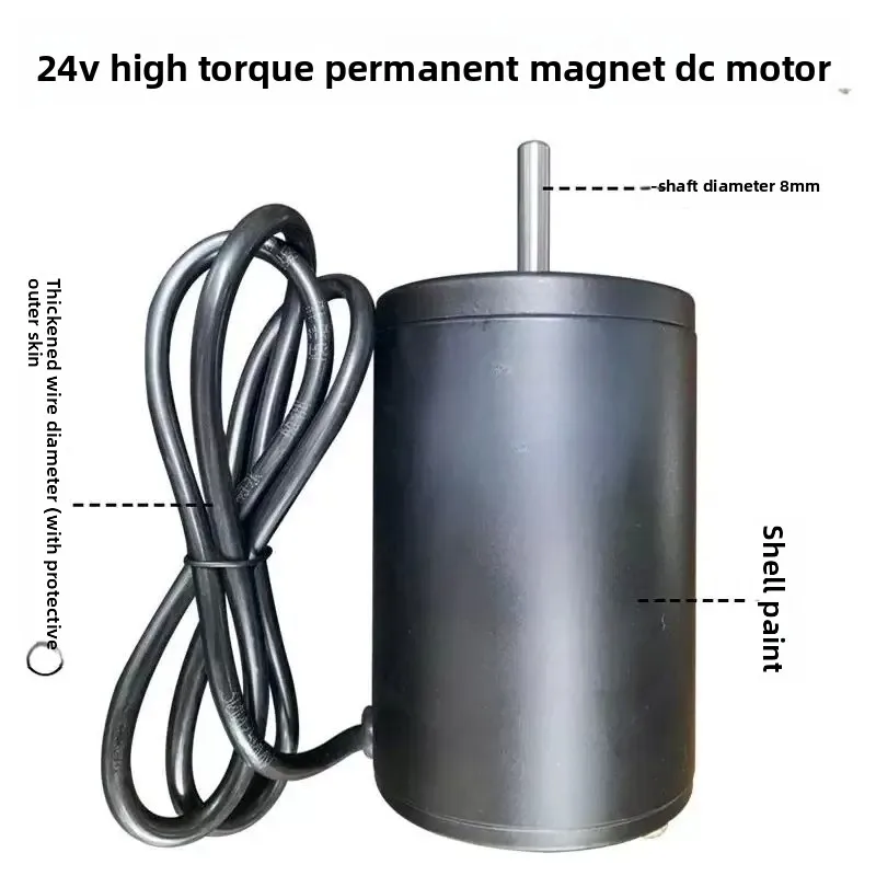 For 12-24V 200W DC Motor with Double Ball Bearings D Shaft CW CCW Carbon Brush Spindle for Lathe Bead Machine