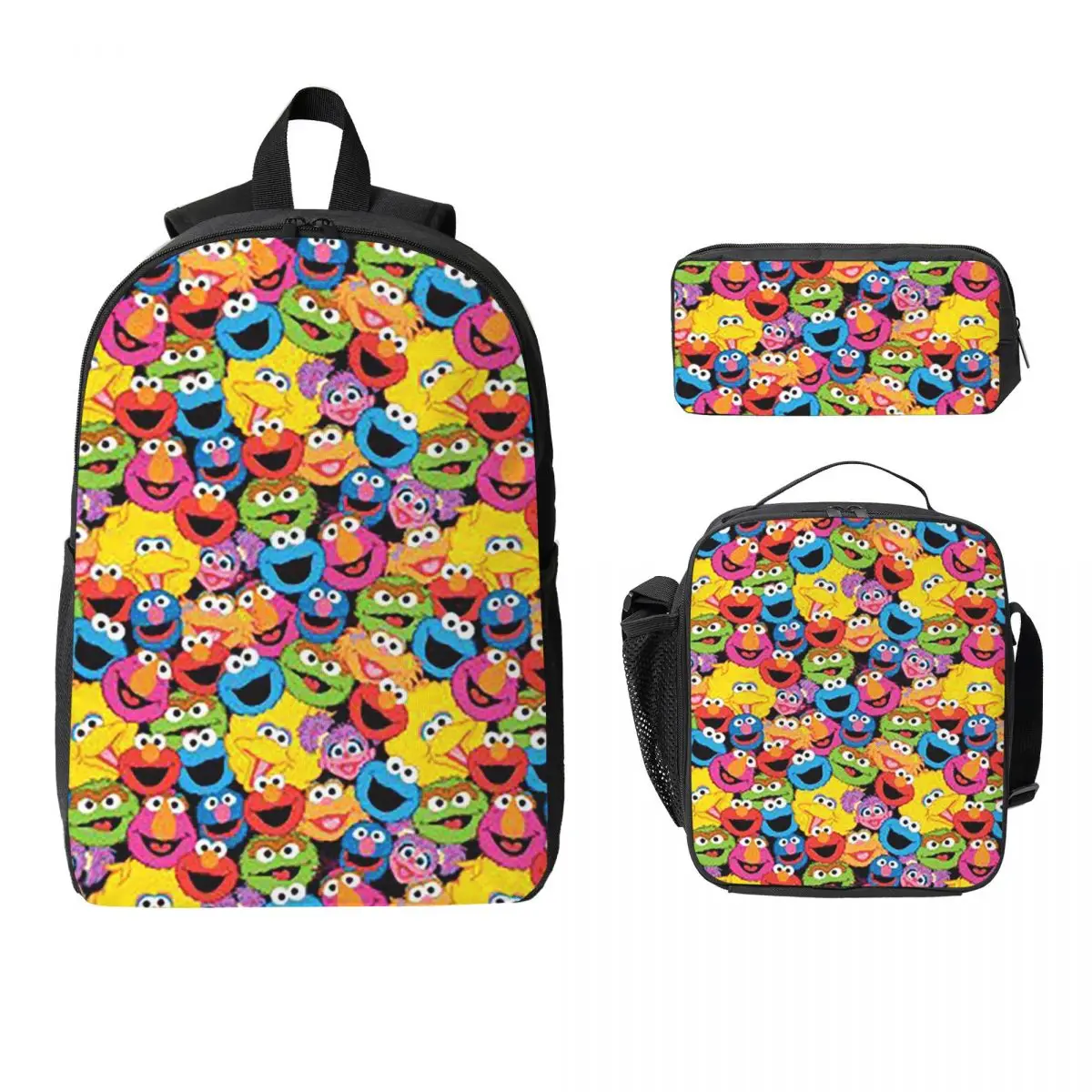 Sesame Street At Zazzle Backpack Boys Girls BookBag School Bag Laptop Shoulder Bags 3ps Insulated Lunch Bag Pencil Case