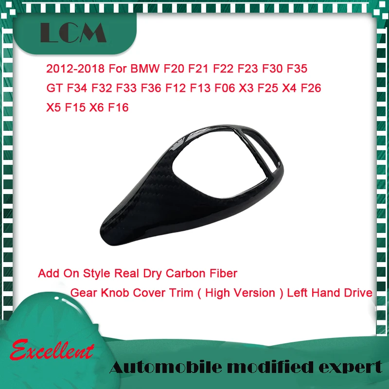 Carbon Fiber Gear Shift Knob Cover For BMW F20 F21 F22 F23 F30 F35 GT F34 F32 F33 F36 F12 F13 F06 X3 F25 X4 F26 X5 F15 X6 LHD