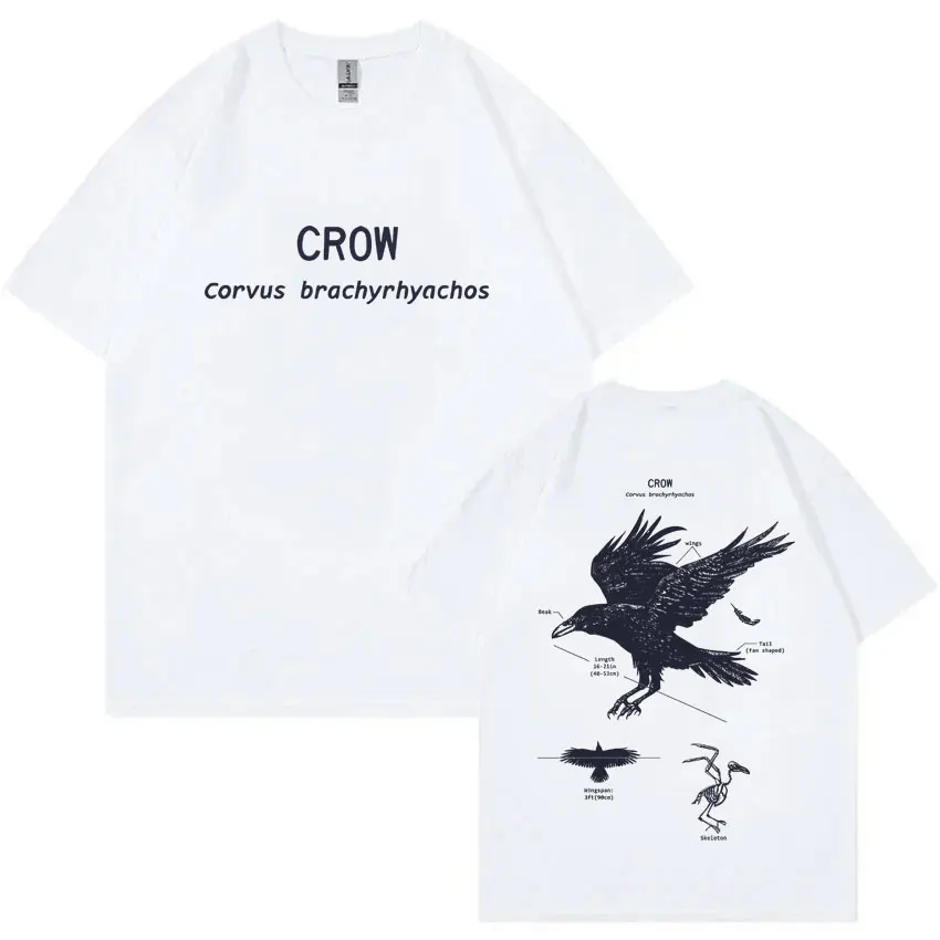 

Crow Anatomy Graphic T-shirt Men Women Casual Oversized Short Sleeve T Shirts Men's Vintage Cotton T-shirts Harajuku Streetwear