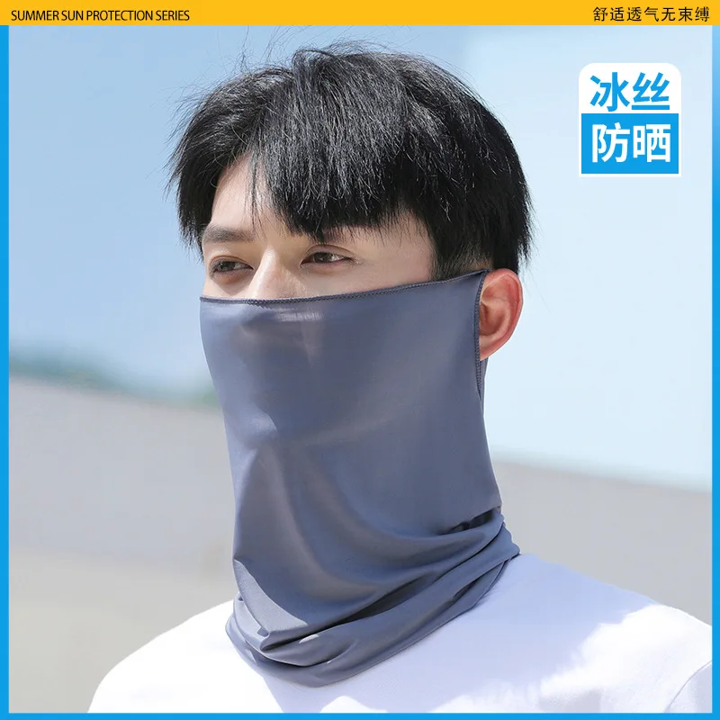حماية من أشعة الشمس الصيفية، حماية من الأشعة فوق البنفسجية، حماية من الشمس، قناع أذن مسامي، حماية للرقبة، غطاء رقبة خارجي من الحرير الجليدي لركوب الدراجات #2