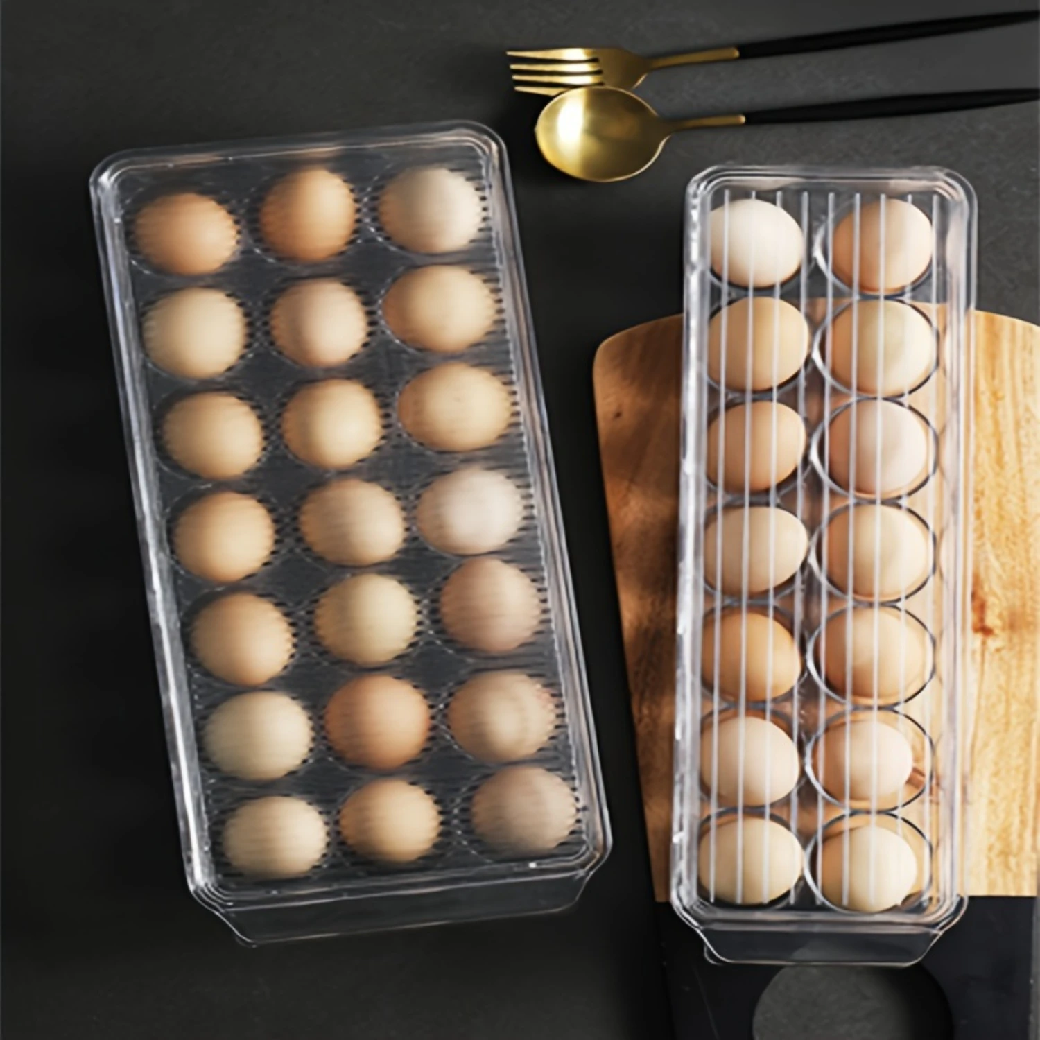 

1pc Clear Stackable Egg Holder - Large Capacity Egg Container for Refrigerator, Cabinet, Drawer and Shelf - Organizer and Acce