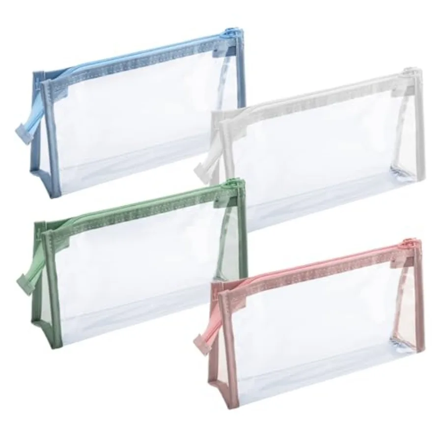 

4Pcs Travel Cosmetic Makeup Bags Clear Pencil Cases Transparent Pencil Pouch with Zipper Multi-function Stationery Organizer fo