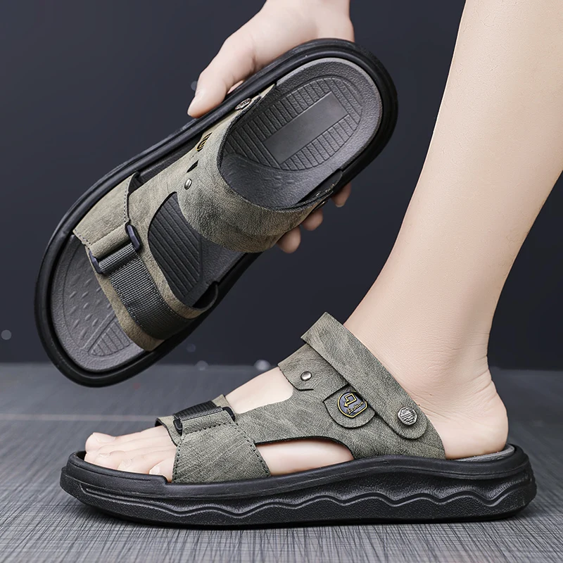 

Сандалии мужские летние модные удобные для ношения на открытом воздухе нескользящие легкие мужские сандалии с защитой от запаха повседневные пляжные сандалии