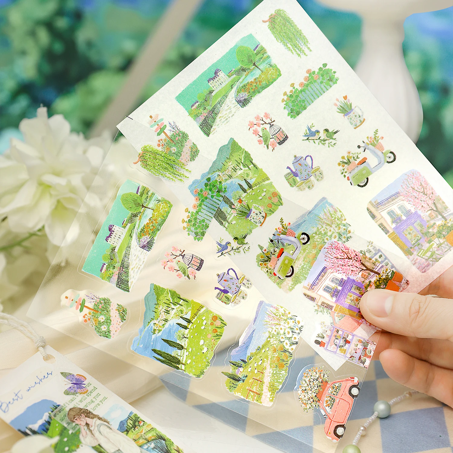 

20sheets/book Kawaii Ins Floating Light Four Seasons Die Cut Sticker Book DIY Diary Clipper Planner Handbook Aesthetic Sticker