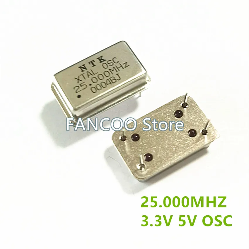 5 قطعة 25 متر 25 ميجا هرتز 25.000 متر 25.000 ميجا هرتز كريستال مذبذب نشط OSC DIP-4 مستطيل الحجم الكامل 3.3 فولت 5 فولت