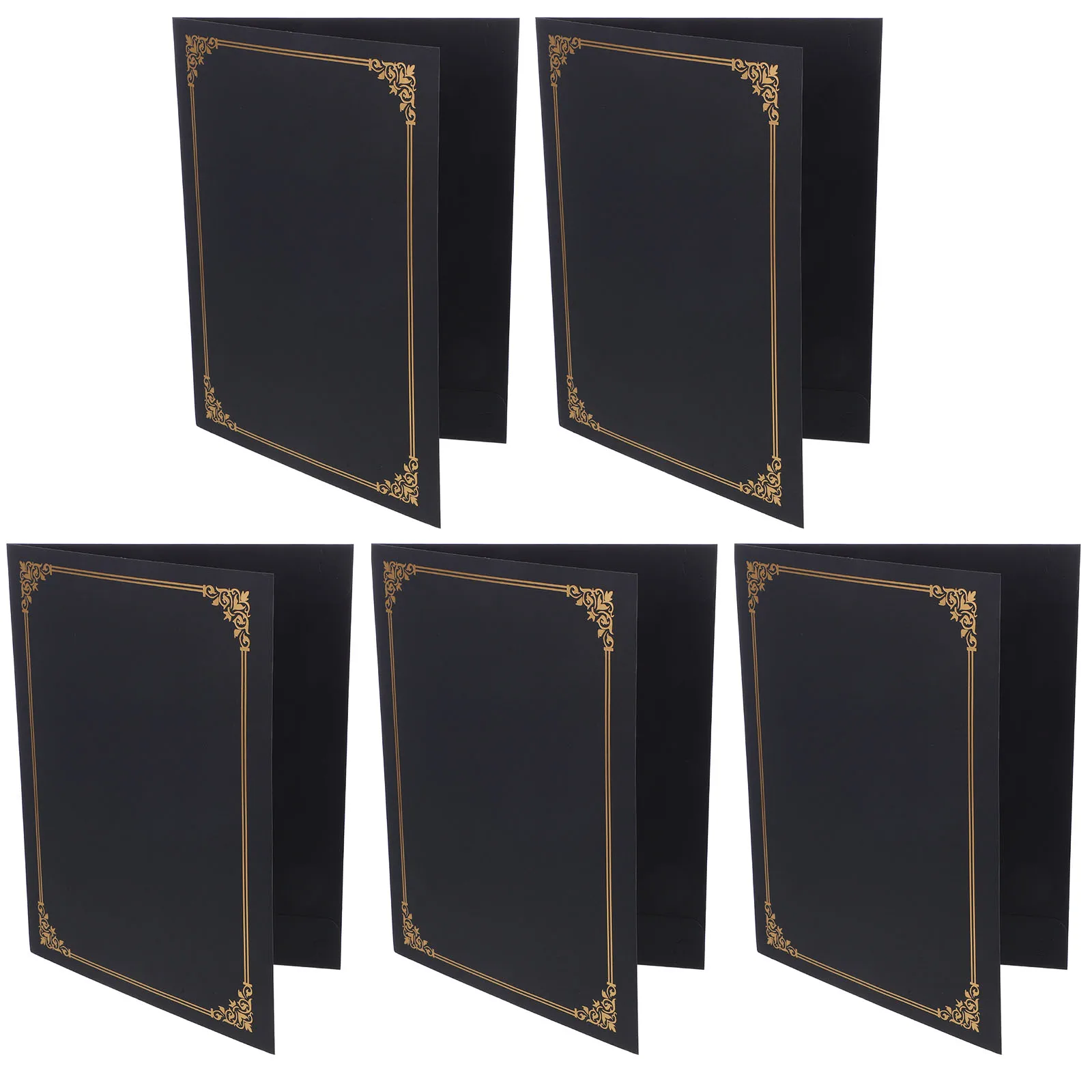 

5 set Certificate Folders Gold Foil Border Protective Covers for Diplomas Awards Appreciation Frames Document Holders
