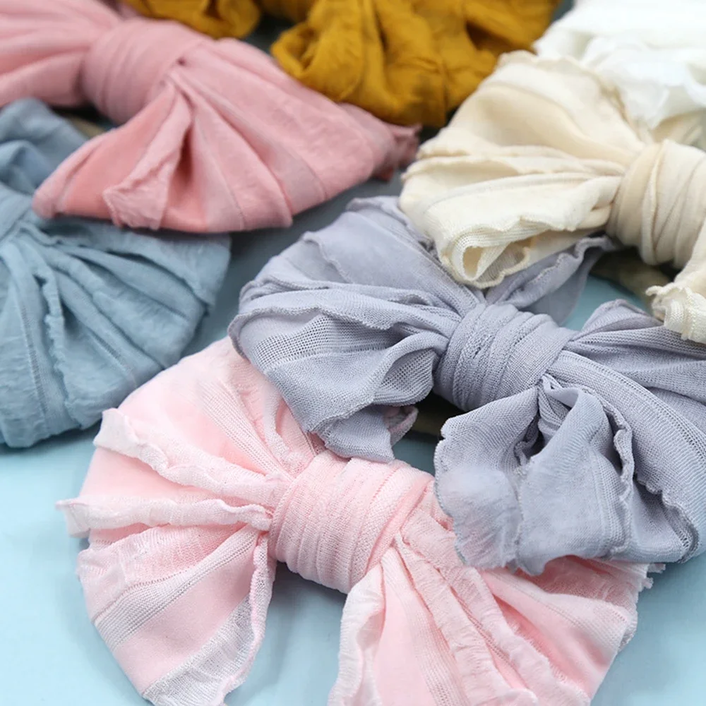 Fashion Lace Bow Baby Girl Headband Soft Elastic Nylon Newborn Hair Bands Child Infant Headwraps Diy Accessories Birthday Gifts