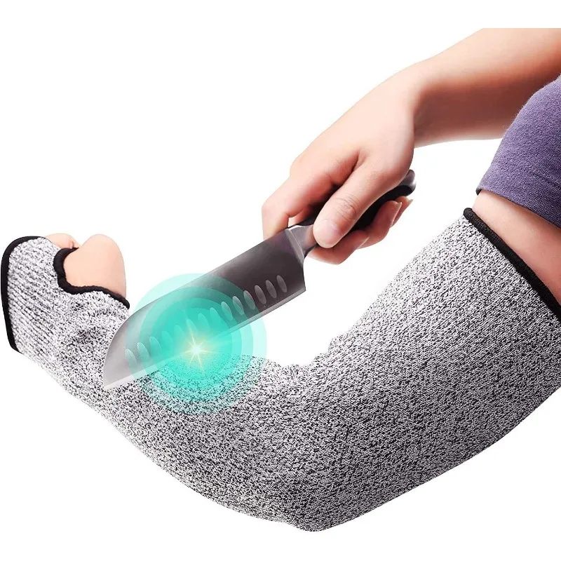 1PC Level 5 HPPE Cut Resistant Sleeves for Thin Skin Anti Abrasion Safety Arm Guard with Thumb Hole Arm Protection Bite Proof