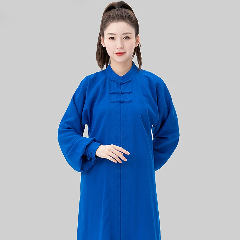Women's New Arrival Linen Tai Chi Uniform - Chinese Style Embroidered Eight Lines Martial Arts Performance Outfit (Long Sleeve)