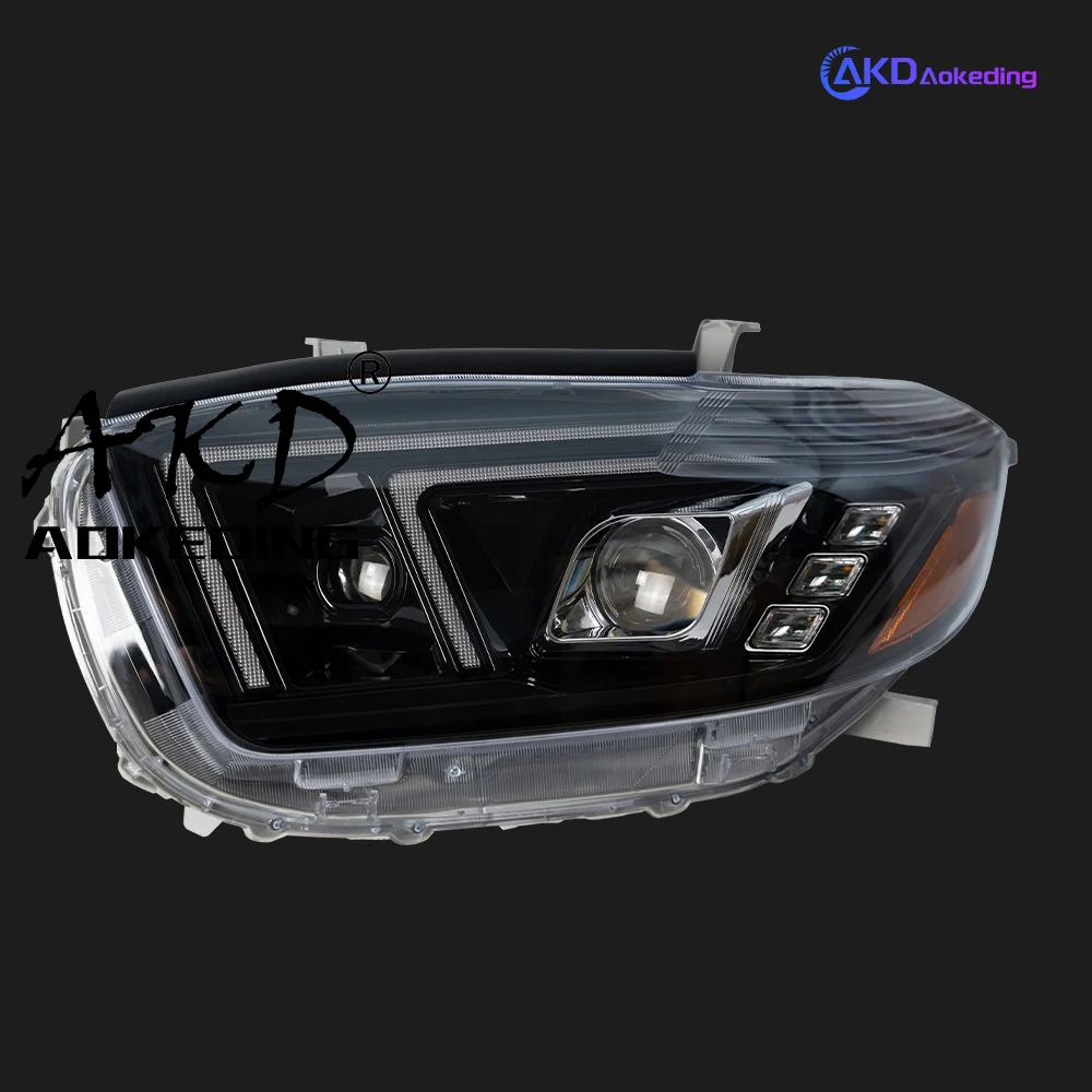 تصفيف السيارة للمصابيح الأمامية هايلاندر 2007-2011 هايلاندر LED العلوي كلوغر LED DRL عالية منخفضة شعاع LED رئيس ملحقات المصابيح #6